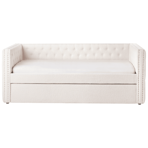 Cama gavetão Bouclé GASSIN 90 x 200 cm Branco creme