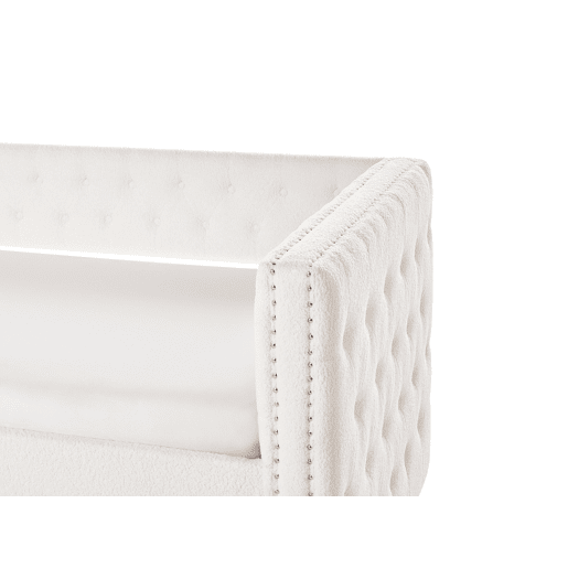 Cama gavetão Bouclé GASSIN 90 x 200 cm Branco creme