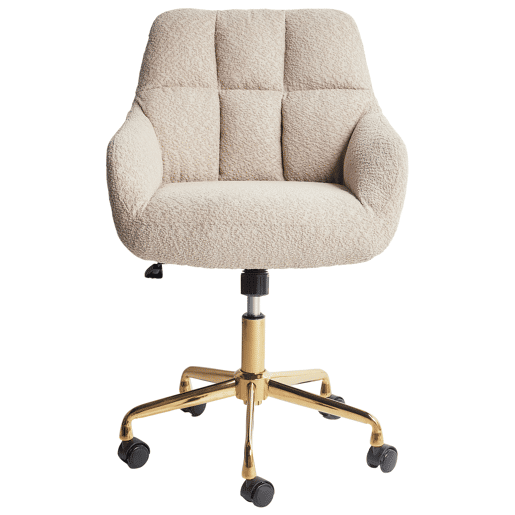 Cadeira de escritório PALMDALE Bouclé Creme