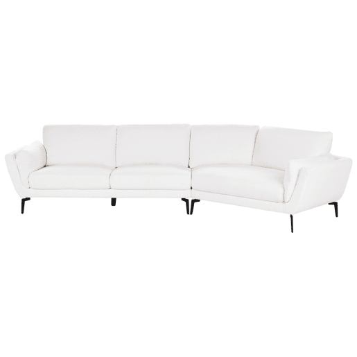Sofá KANSSELI Bouclé Branco 3 lugares Sofá KANSSELI Bouclé Branco 3 lugares