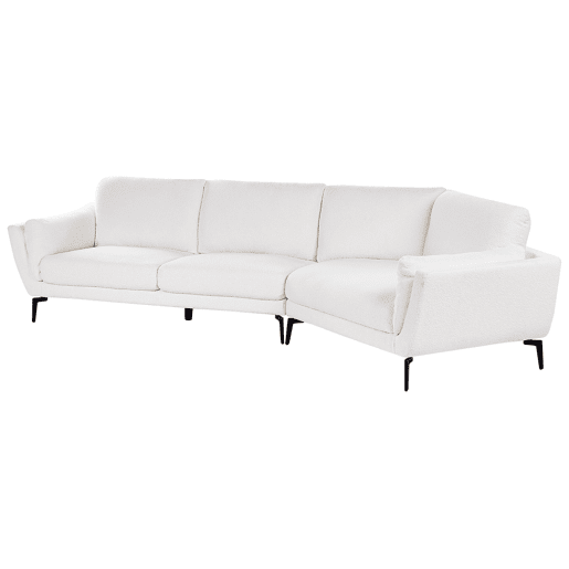 Sofá KANSSELI Bouclé Branco 3 lugares Sofá KANSSELI Bouclé Branco 3 lugares