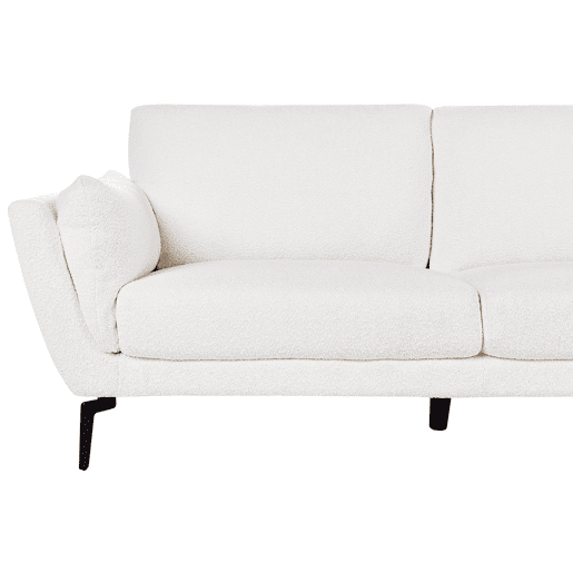 Sofá KANSSELI Bouclé Branco 3 lugares Sofá KANSSELI Bouclé Branco 3 lugares