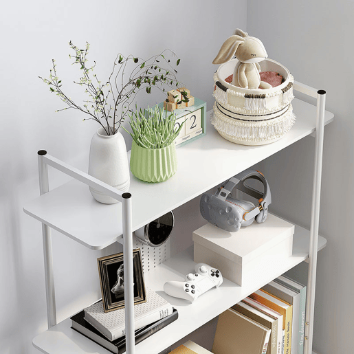 HOMCOM Estante de 4 Níveis Estante para Livros com Painel Perfurado e Estrutura Metálica Estante para Sala de Estar Estúdio Dormitório Escritório 100x35x160,5 cm Branco