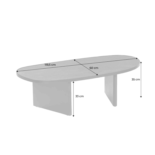 Mesa de centro oval de madeira de mangueira e lâmina de pedra, Shiva, Preto, 119.5x60x35 cm Mesa de centro oval de madeira de mangueira e lâmina de pedra, Shiva, Preto, 119.5x60x35 cm