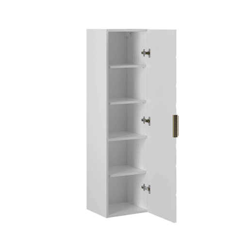 Conjunto móvel lavatório simples 80cm 2 nichos coluna Aurora Branco e Madeira