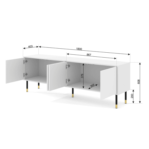 Suporte de TV Aglaé Branco com 4 portas e 180 cm