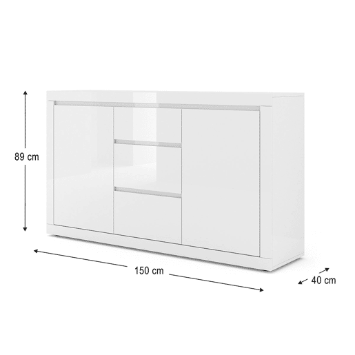 Aparador de 2 portas e 3 gavetas Olia Branco Aparador de 2 portas e 3 gavetas Olia Branco