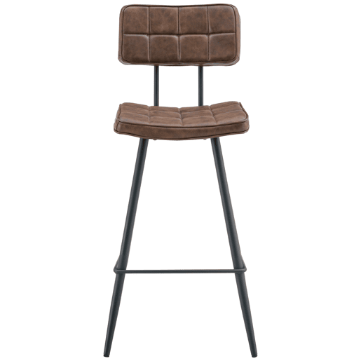 Conjunto de 2 bancos de bar FERNAND em imitação de pele castanha