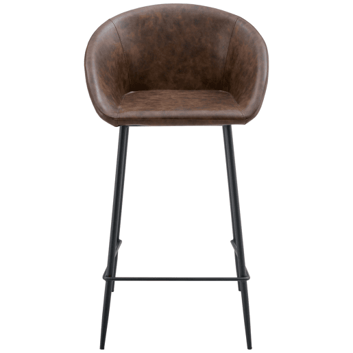 Conjunto de 2 bancos de bar em imitação de castanho ACHILLE