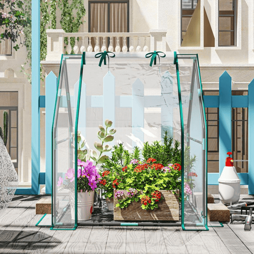 Outsunny Estufa Pequena Estufa de Exterior Porta com Fecho de Correr Base de Tecido PE Impermeável e Estrutura de Aço Estufa para Cultivar Plantas Flores 90x90x105 cm Transparente