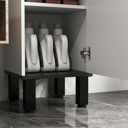 HOMCOM Coluna de Casa de Banho Armário Alto com Gaveta, 2 Portas e Prateleiras Ajustáveis, Móvel Auxiliar Moderno com Sistema Anti-tombamento 34x32x170 cm Branco