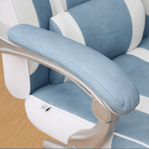 HOMCOM Cadeira Gaming Reclinável com Altura Ajustável, Apoio para os Pés Retrátil, Suporte Lombar e Almofada de Cabeça Removível, para Escritório ou Estudo, Azul