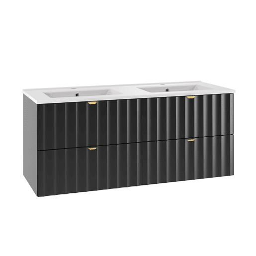Móvel de toucador duplo 120 cm com coluna Lexa Preto