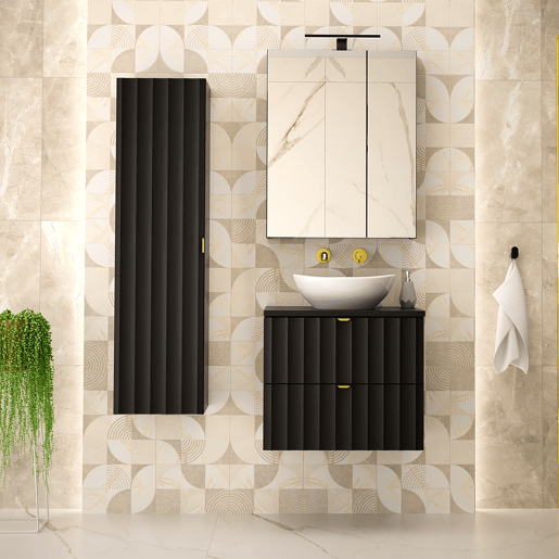 Móvel de lavatório 60cm plano de trabalho Lexa Preto