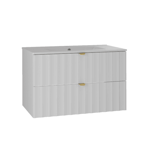 Conjunto móvel lavatório individual 80cm e coluna Lexa Branco Conjunto móvel lavatório individual 80cm e coluna Lexa Branco