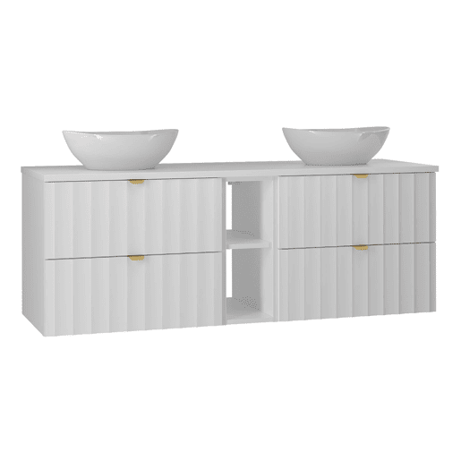 Móvel de lavatório duplo 140cm com 2 nichos e coluna Lexa Branco