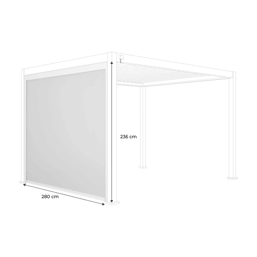 Cortina lateral de 3m para pérgola Triomphe bioclimática, Triomphe toldo 3m, Branco, 300x300x236 cm