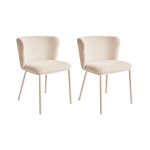 Conjunto de 2 cadeiras de jantar MINA II Bouclé Creme claro