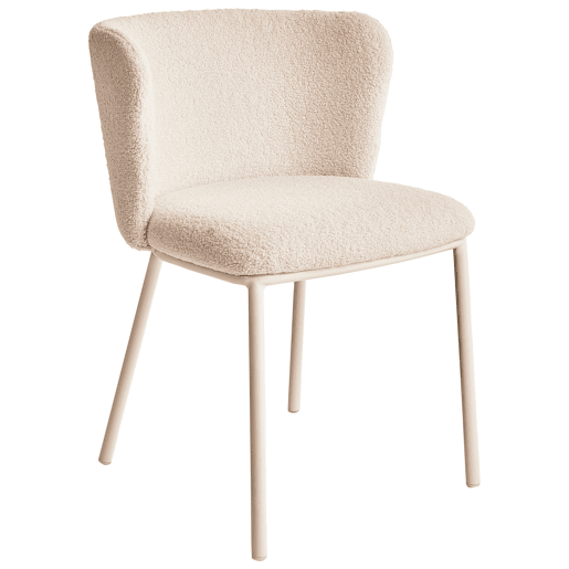 Conjunto de 2 cadeiras de jantar MINA II Bouclé Creme claro