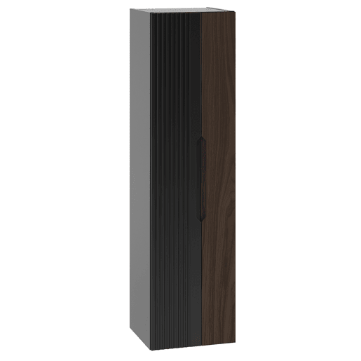 Conjunto móvel lavatório simples embutido 60cm coluna Sylla Preto madeira