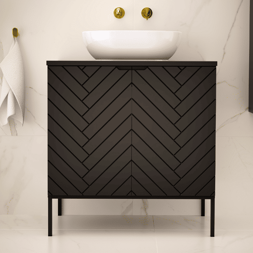 Móvel lavatório simples 80cm 2 portas pés Daria Preto