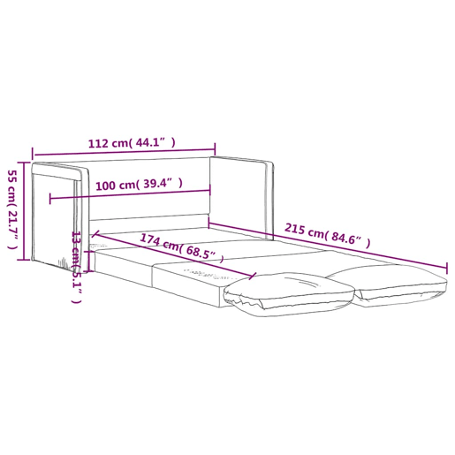 vidaXL Sofá-cama sem pés 112x174x55 cm couro artificial cor creme vidaXL Sofá-cama sem pés 112x174x55 cm couro artificial cor creme
