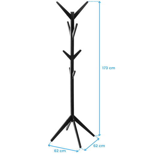 Cabide de pé para vários ambientes com 8 cabides preto 173 cm