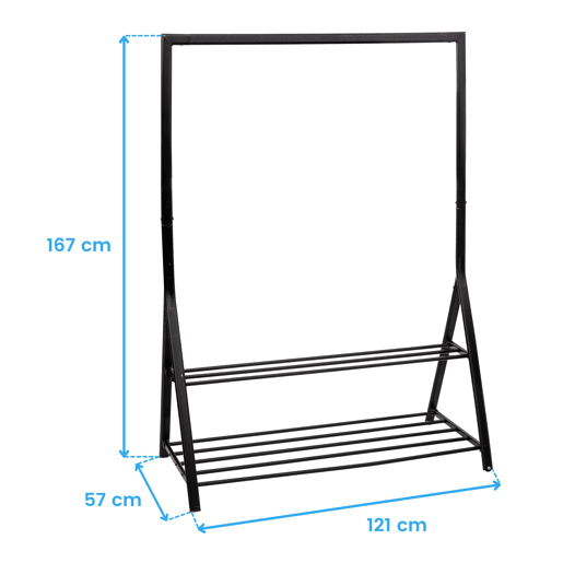 Artemis Burro Cabide Barra e Duas Prateleiras Preto 121x167 cm Artemis Burro Cabide Barra e Duas Prateleiras Preto 121x167 cm