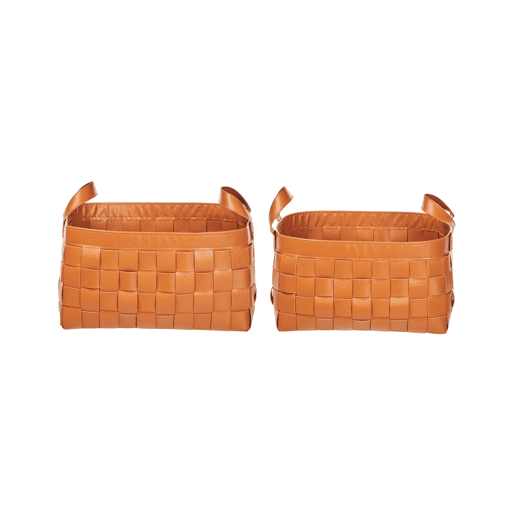 Conjunto de 2 cestos SIPPAR Pele sintética Castanho dourado