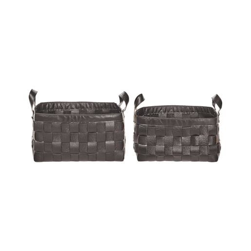 Conjunto de 2 cestos SIPPAR Pele sintética Castanho escuro