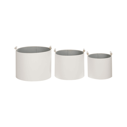 Conjunto de 3 cestos ARAM Pele sintética Branco creme