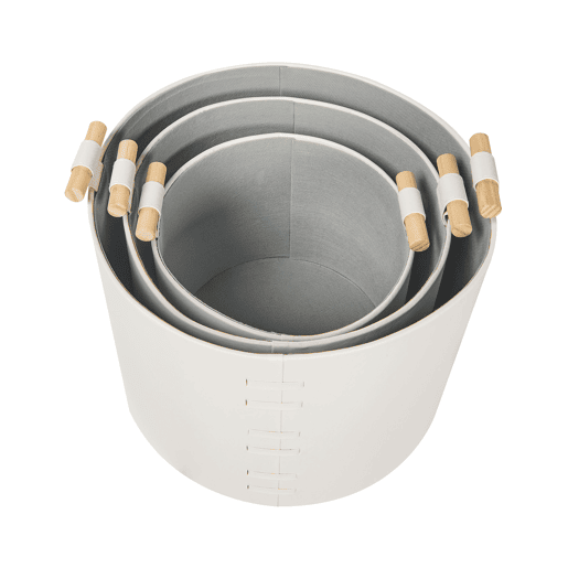 Conjunto de 3 cestos ARAM Pele sintética Branco creme