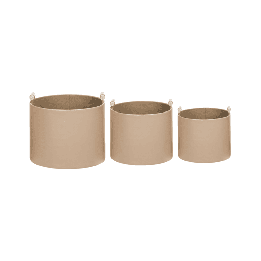 Conjunto de 3 cestos ARAM Pele sintética Creme