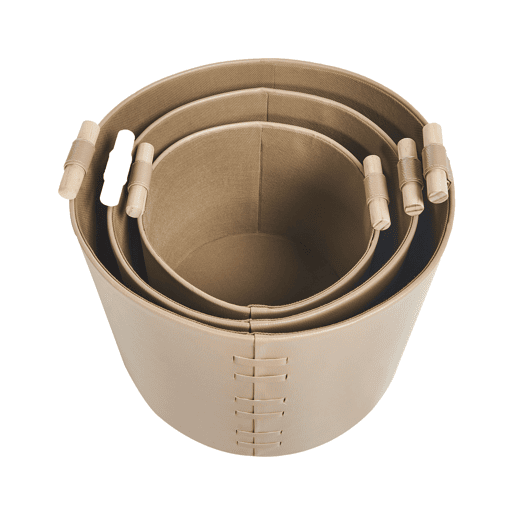 Conjunto de 3 cestos ARAM Pele sintética Creme