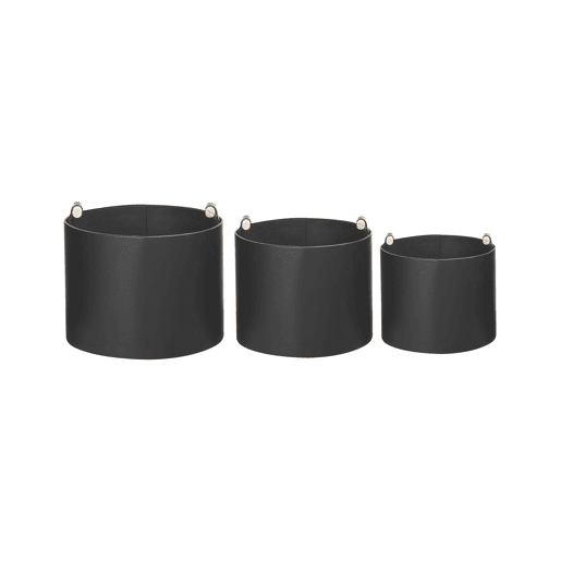 Conjunto de 3 cestos ARAM Pele sintética Preto