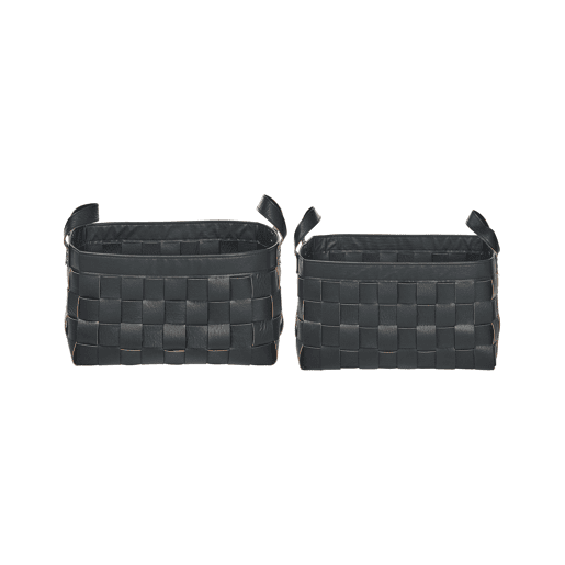 Conjunto de 2 cestos SIPPAR Pele sintética Preto