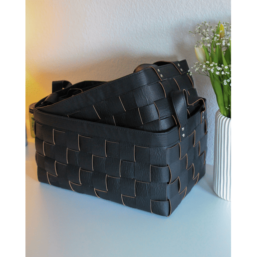 Conjunto de 2 cestos SIPPAR Pele sintética Preto