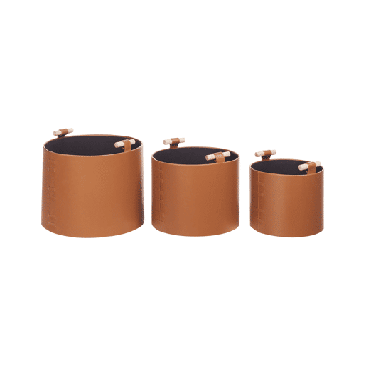 Conjunto de 3 cestos ARAM Pele sintética Castanho