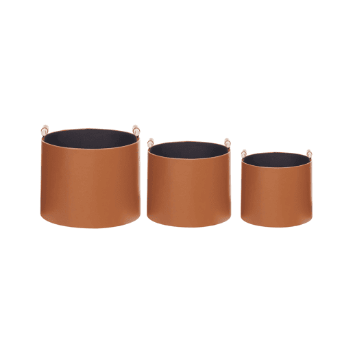 Conjunto de 3 cestos ARAM Pele sintética Castanho
