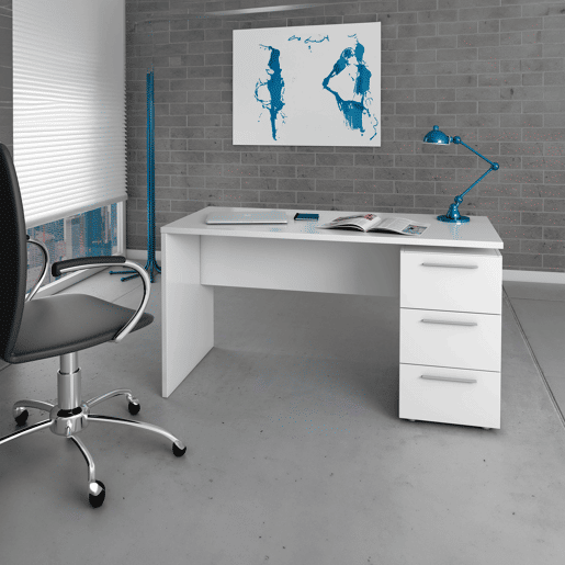 Pacote de escritório em estilo contemporâneo em branco com 2 prateleiras e 1 mesa Pacote de escritório em estilo contemporâneo em branco com 2 prateleiras e 1 mesa