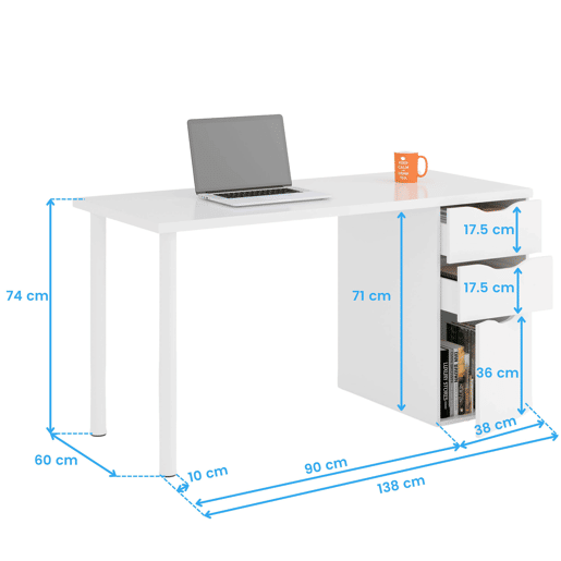 Pacote de escritório em estilo contemporâneo em branco com 2 prateleiras e 1 mesa Pacote de escritório em estilo contemporâneo em branco com 2 prateleiras e 1 mesa