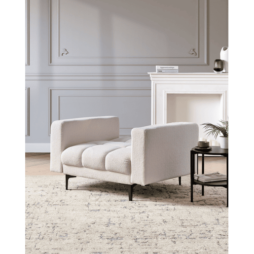 Poltrona ALNES Bouclé Branco Poltrona ALNES Bouclé Branco