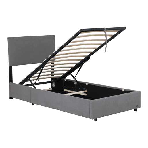Cama estofada Juva Cord com estrutura de ripas 90x200 cm - Cinzento Corium