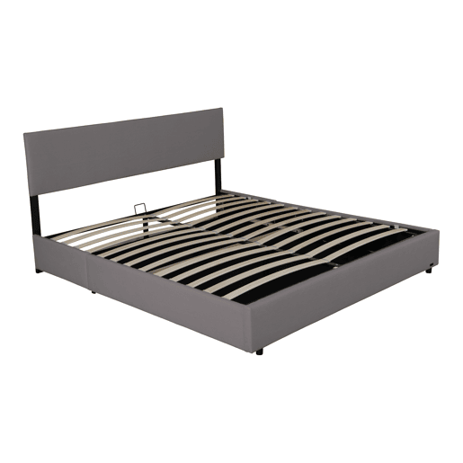 Cama estofada Juva Cord com estrutura de ripas 180x200 cm - Cinzento Corium