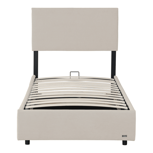 Cama estofada Juva cama individual com colchão e estrado de ripas rebatível 90 x 200 cm - Bege Corium