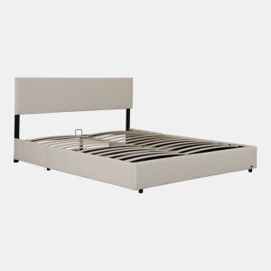 Cama estofada Juva Cord com estrutura de ripas 140x200 cm - Bege Corium