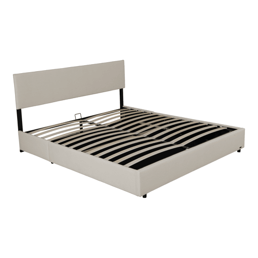 Cama estofada Juva Cord com estrutura de ripas 140x200 cm - Bege Corium