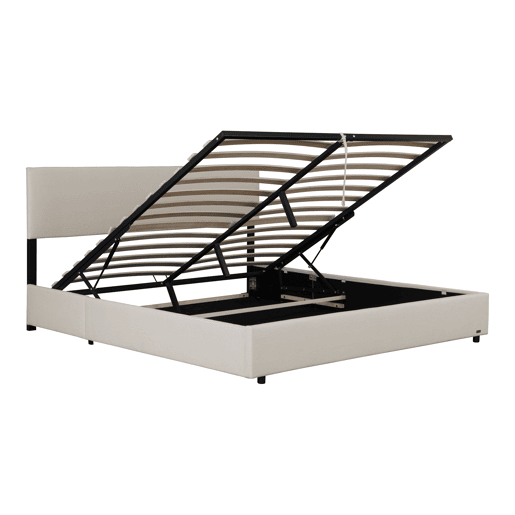 Cama estofada Juva Cord com estrutura de ripas 140x200 cm - Bege Corium