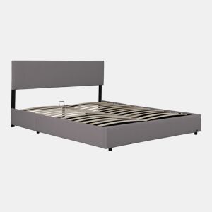 Cama estofada Juva Cord com estrutura de ripas 160x200 cm - Cinzento Corium