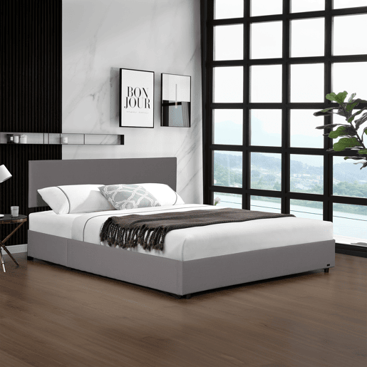 Cama estofada Juva Cord com estrutura de ripas 160x200 cm - Cinzento Corium